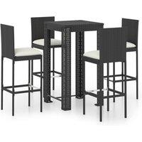 Berkfield Home 5 Piece Garden Bar Set with Cushions Poly Rattan Black