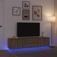 Berkfield Home TV Cabinet with LED Lights Artisan Oak 193.5x41x50 cm in Brown