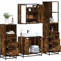 Berkfield Home 4 Piece Bathroom Furniture Set Smoked Oak Engineered Wood in Brown