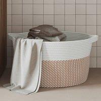 Berkfield Home Storage Basket Brown & White 40x25 cm Cotton | Size: 40x25 cm