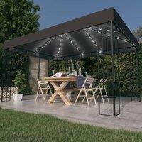 Berkfield Home Gazebo with LED String Lights 3x4 m Anthracite in Black