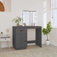 Berkfield Home Dressing Table with LED Grey 95x50x133.5 cm Solid Wood Pine