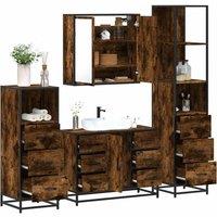 Berkfield Home 4 Piece Bathroom Furniture Set Smoked Oak Engineered Wood in Brown