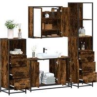 Berkfield Home 4 Piece Bathroom Furniture Set Smoked Oak Engineered Wood in Brown