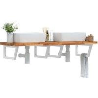 Berkfield Home Basin Shelf Wall Mounted Steel & Solid Wood Acacia in Brown