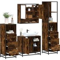 Berkfield Home 4 Piece Bathroom Furniture Set Smoked Oak Engineered Wood