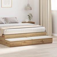 Berkfield Home Bedside Tables Artisan oak Solid oak wood 135 x 36.5 x 16.5 cm in Brown
