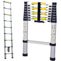Alivio 3.2M Heavy-Duty Telescopic Aluminium Extension Ladder with Safety Lock & Non-Slip Feet 150kg in Silver