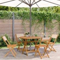 Berkfield Home 5 Piece Garden Dining Set Beige Fabric & Solid Wood
