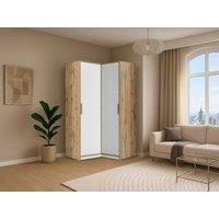 Vente-unique 2-Door Corner Wardrobe - W106 Cm - White & Light Natural - LAMIKI in Light Oak