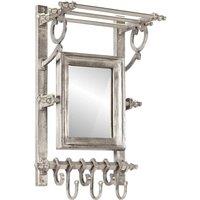 Berkfield Home Luggage Rack with Coat Hangers Wall Mounted Aluminium in Silver
