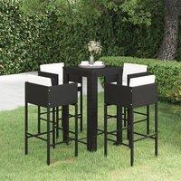 Berkfield Home 5 Piece Garden Bar Set with Cushions Poly Rattan Black