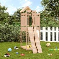 Berkfield Home Playhouse with Climbing Wall Solid Wood Pine in Brown