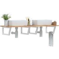 Berkfield Home Basin Shelf Wall Mounted Steel & Solid Wood Acacia in Brown