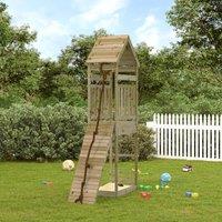 Berkfield Home Playhouse with Climbing Wall Impregnated Wood Pine in Brown
