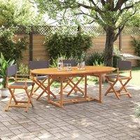 Berkfield Home 4 Piece Folding Garden Chairs Dark Grey Fabric