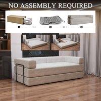 Sliding Wardrobes 4U Convertible Sofa Bed 3 Seater Sherpa Fabric Sofa in a Box in Off-White