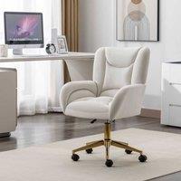 STILVORA Velvet Office Chair with Adjustable Height & Gold Base in Cream