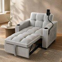 STILVORA Single Sofa Bed with 3 Tilt Angles & Drink Holders in Grey