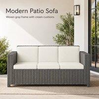 STILVORA 3 Seater Sofa with Cushions in Cream