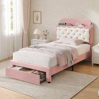 STILVORA 3ft Single Bed Frame with Storage Drawer & Adjustable Headboard
