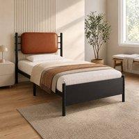 STILVORA 3ft Single Bed Frame with PU Headboard in Black