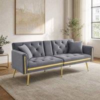 STILVORA 2-Seater Sofa Bed with Adjustable Backrest & Cup Holders in Grey