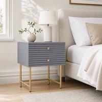 STILVORA Set of 2 Bedside Tables with 2 Drawers in Grey