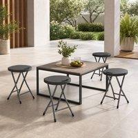 STILVORA Set of 4 Folding Stools with Safety Latches in Grey