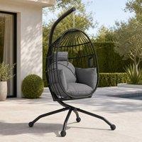 STILVORA Hanging Egg Swing Chair with Stand & Cup Holder in Grey