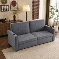STILVORA Sofa Bed with Pull-Out Design & Storage Pockets in Grey