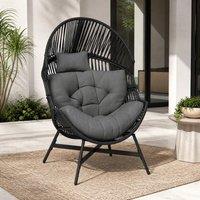 STILVORA Garden Egg Chair with Tufted Cushion & Headrest in Grey