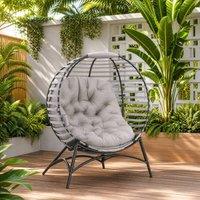 STILVORA Egg Chair with Cushion & Side Pocket in Grey