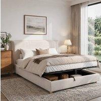 STILVORA 6ft Super King Ottoman Bed with Storage in Cream Velvet