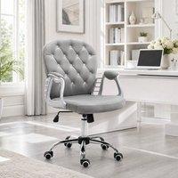 STILVORA Grey Velvet Office Chair with Adjustable Height