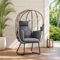 STILVORA Egg Chair with Cushion & Cup Holder Brown