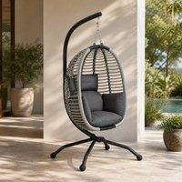 STILVORA Egg Chair with Stand & Foldable Seat in Dark Grey