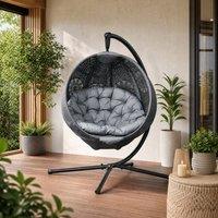 STILVORA Garden Swing Chair with Steel Frame in Grey