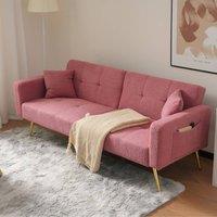 STILVORA Pink Sherpa Sofa Bed with Wooden Frame & Pockets