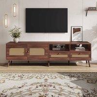 STILVORA TV Stand with 2 Drawers & 2 Doors, Rustic Brown