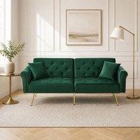 STILVORA 2-Seater Sofa Bed with Adjustable Backrest, Green Velvet