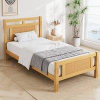STILVORA 3ft Single Wooden Bed with Slat Support in Natural