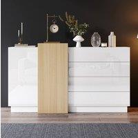 STILVORA White Sideboard with 4 Drawers & 2 Doors
