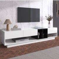 STILVORA TV Cabinet with Drawers & Open Compartments, Black & White
