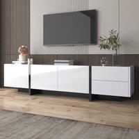 STILVORA TV Unit with 3 Doors & 2 Drawers, White & Black