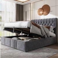 STILVORA Double Bed 4ft6 with Storage in Grey