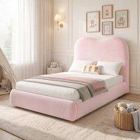 STILVORA 3ft Single Upholstered Bed with Hydraulic Storage in Pink