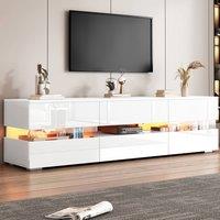 STILVORA TV Stand 160 cm with LED Lights & Storage in White