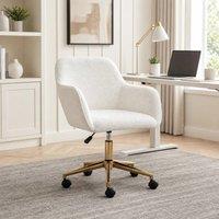 STILVORA White Adjustable Swivel Office Chair with Gold Base