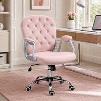 STILVORA Pink Velvet Desk Chair with Adjustable Height